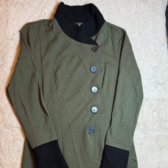 VENUS Olive Jacket with Black Trim Stretch sz 8 - Picture 6 of 13